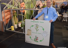 Jos Lemmens of Lankhorst Yarns was promoting horticultural yarn made from PLA. Just like the leaflets he handed out completely biodegradable.